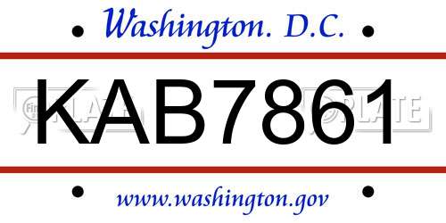 KAB7861 District Of Columbia License Plate