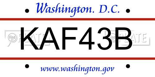 KAF43B District Of Columbia License Plate