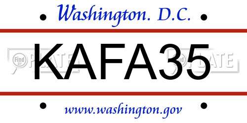 KAFA35 District Of Columbia License Plate
