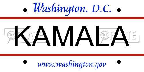 KAMALA District Of Columbia License Plate