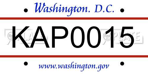KAP0015 District Of Columbia License Plate