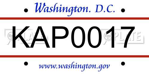 KAP0017 District Of Columbia License Plate