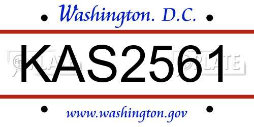 KAS2561 District Of Columbia License Plate