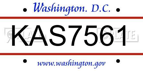 KAS7561 District Of Columbia License Plate
