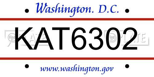 KAT6302 District Of Columbia License Plate
