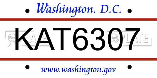 KAT6307 District Of Columbia License Plate