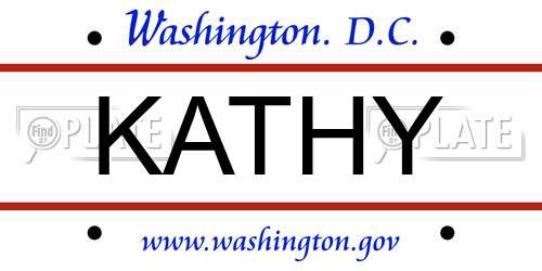 KATHY District Of Columbia License Plate