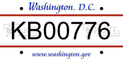 KB00776 District Of Columbia License Plate