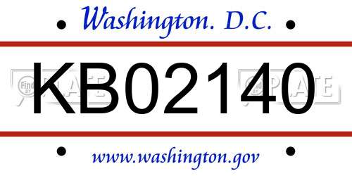 KB02140 District Of Columbia License Plate