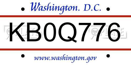 KB0Q776 District Of Columbia License Plate