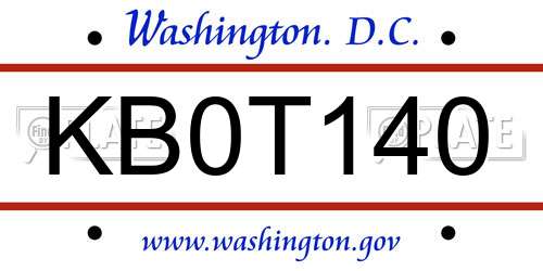 KB0T140 District Of Columbia License Plate