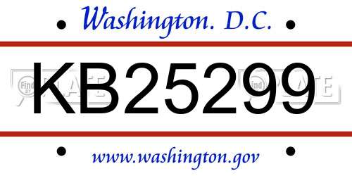 KB25299 District Of Columbia License Plate