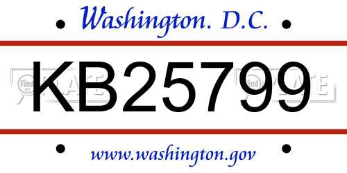 KB25799 District Of Columbia License Plate