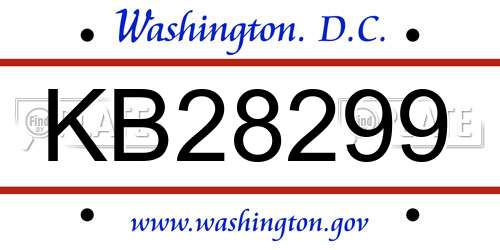 KB28299 District Of Columbia License Plate
