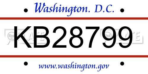 KB28799 District Of Columbia License Plate