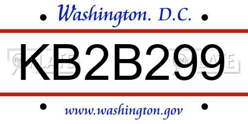 KB2B299 District Of Columbia License Plate
