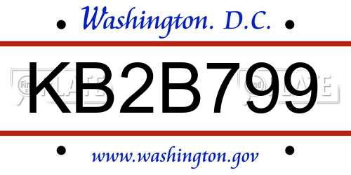 KB2B799 District Of Columbia License Plate
