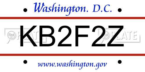KB2F2Z District Of Columbia License Plate