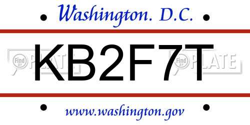 KB2F7T District Of Columbia License Plate