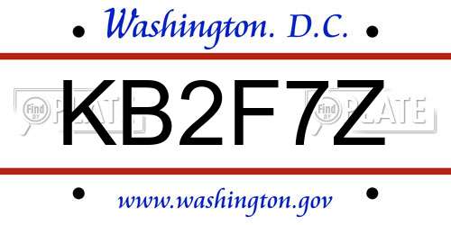 KB2F7Z District Of Columbia License Plate