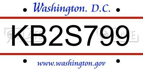 KB2S799 District Of Columbia License Plate