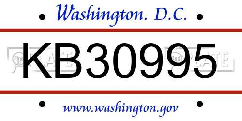 KB30995 District Of Columbia License Plate