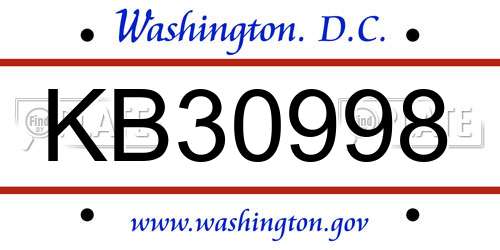 KB30998 District Of Columbia License Plate