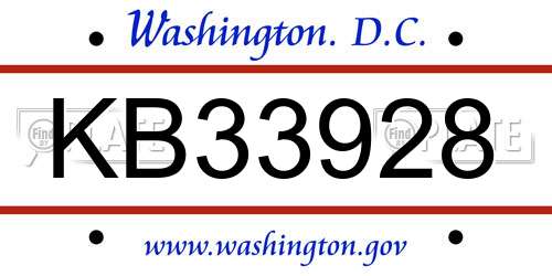 KB33928 District Of Columbia License Plate