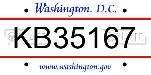 KB35167 District Of Columbia License Plate