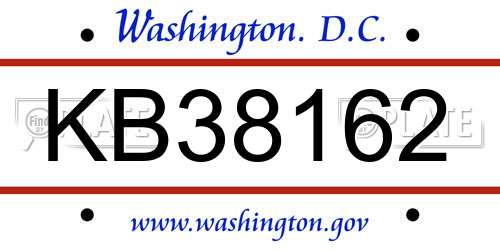 KB38162 District Of Columbia License Plate