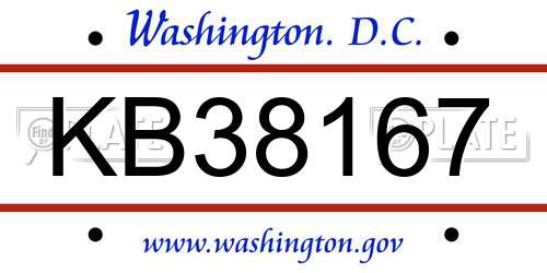 KB38167 District Of Columbia License Plate