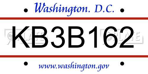 KB3B162 District Of Columbia License Plate