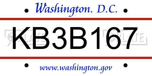 KB3B167 District Of Columbia License Plate