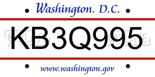 KB3Q995 District Of Columbia License Plate