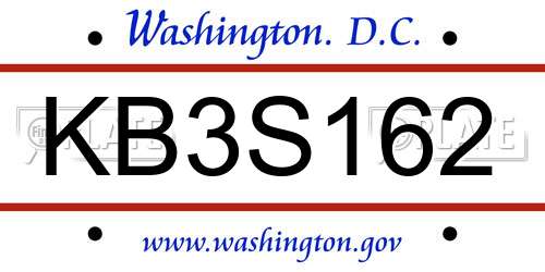 KB3S162 District Of Columbia License Plate