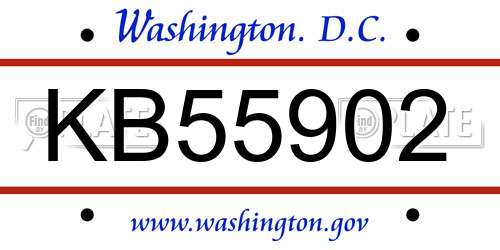 KB55902 District Of Columbia License Plate