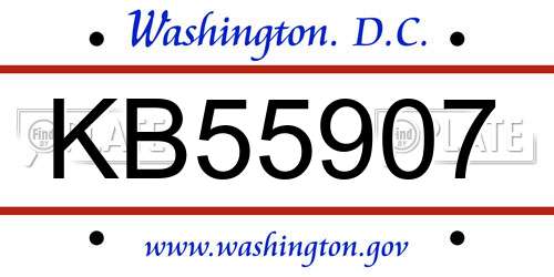 KB55907 District Of Columbia License Plate