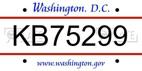 KB75299 District Of Columbia License Plate