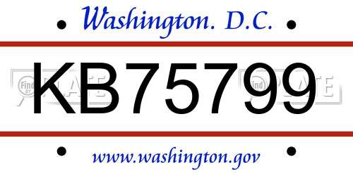KB75799 District Of Columbia License Plate