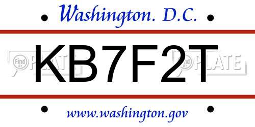 KB7F2T District Of Columbia License Plate