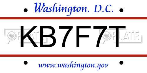 KB7F7T District Of Columbia License Plate
