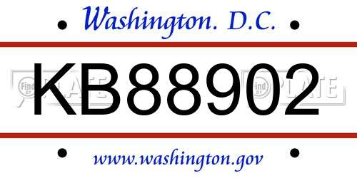 KB88902 District Of Columbia License Plate