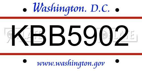 KBB5902 District Of Columbia License Plate