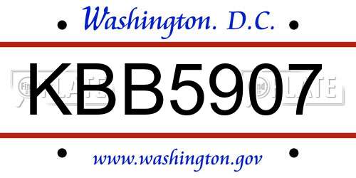 KBB5907 District Of Columbia License Plate