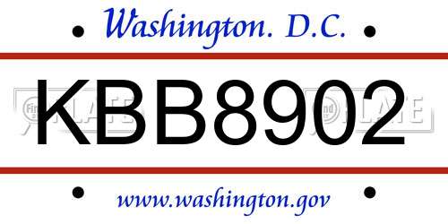 KBB8902 District Of Columbia License Plate