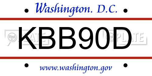 KBB90D District Of Columbia License Plate