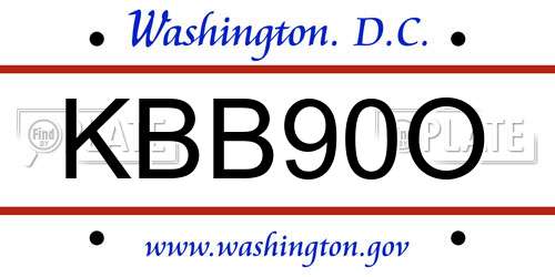 KBB90O District Of Columbia License Plate