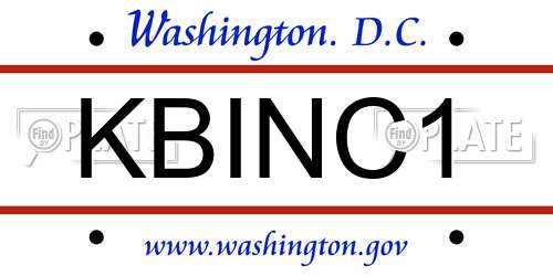 KBINC1 District Of Columbia License Plate