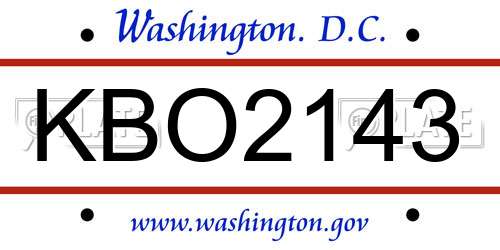 KBO2143 District Of Columbia License Plate
