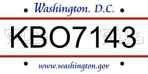 KBO7143 District Of Columbia License Plate